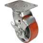 RUOTA IN POLIURETANO GIREVOLE CON FRENO MM. 75x32 EXPORT