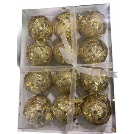 PALLINE PER ALBERO DI NATALE COLORE ORO MM. 60 PZ. 12
