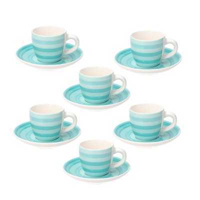 Tognana Set 6 Tazzine Caffè Con Piattino Spin Stoneware Azzurro