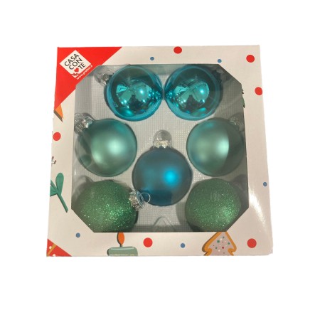 PALLINE PER ALBERO DI NATALE IN VETRO TIFFANY CM. 6 PZ. 7