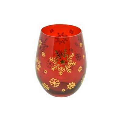 BICCHIERE DI VETRO DECORO NATALIZIO M.63 ROSSO/ORO