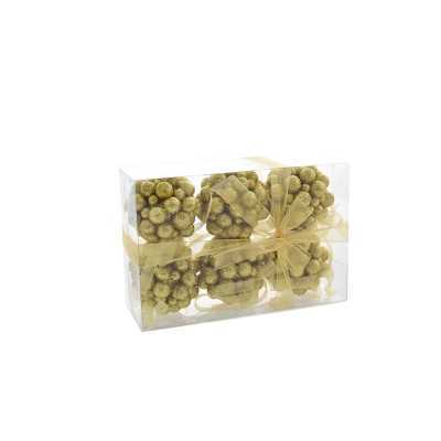 BOX 6 SFERE PALLINE DI NATALE DECORO 13 ORO CM. 7
