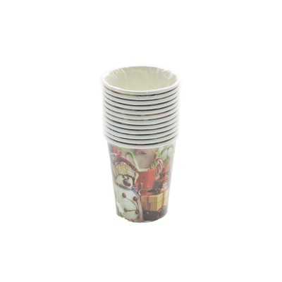 SET 12 BICCHIERI DI NATALE DECORAZIONE PUPAZZO NEVE ML. 270