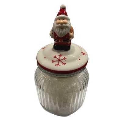 BARATTOLO DI BABBO NATALE IN VETRO CERAMICA CM. 11x20h.