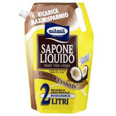 MIL MIL LIQUID HAND SOAP REFILL BAG COCONUT AND VANILLA lt. 2