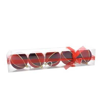 BOX 5 SFERE PALLINE DI NATALE DEC.34 ROSSO/BORDO' CM. 9