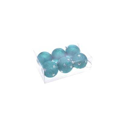 BOX 6 SFERE PALLINE DI NATALE GREEN/ARGENTO GLIT INN. CM. 7