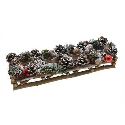 PORTA CANDELE TEALIGHT 4 FIAMME DES.A CM. 47x14