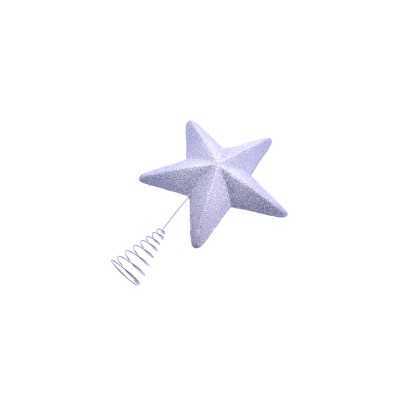 PUNTALE STELLA PER ALBERO DI NATALE CON GLITTER COLORE ARGENTO