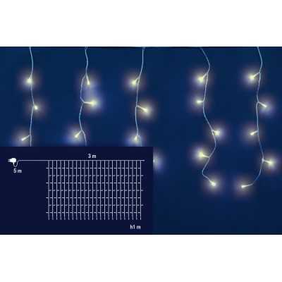 TENDA LUCI DI NATALE 192LED 8 FUNZIONI IP64 BIANCO CALDO MT. 3x1