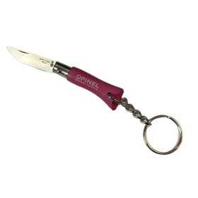 OPINEL KNIFE STAINLESS STEEL N. 2 WITH PINK FUCHSIA KEYCHAIN