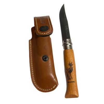 OPINEL COLTELLO CACCIA CAPRIOLO N. 8 CARBONIO CON FORDERO