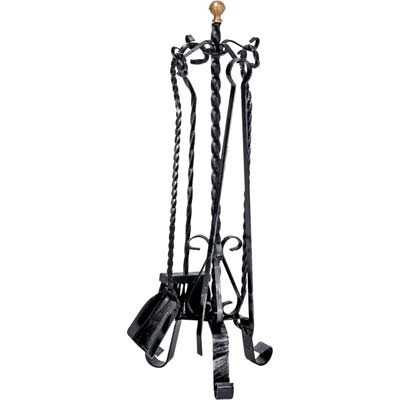PIANTANA CAMINO KIT 5 PEZZI TORTIGLIONE FERRO BATTUTO CON