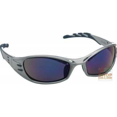 GLASSES WITH PLATINUM FRAME MIRROR LENSES COLOR BLUE