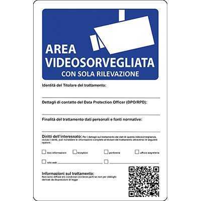 CARTELLO SEGNALE VIDEOSORVEGLIANZA MM. 300X200