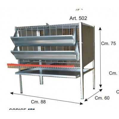 GABBIA PER GALLINE OVAIOLA 2 BOX CON SCIVOLO PER LA RACCOLATA UOVA 90x60x75h.