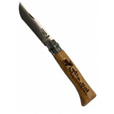 OPINEL COLTELLO INOX N. 8 ANIMALIA ALCE CON MANICO IN QUERCIA