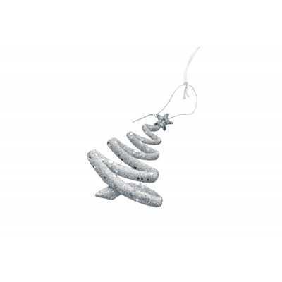 APPENDINO A FORMA DI ALBERO COLORE ARGENTO GLITTER CM. 12