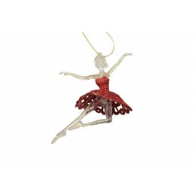 APPENDINO FORMA BALLERINA CON DECORO NATALIZIO ROSSO CM.