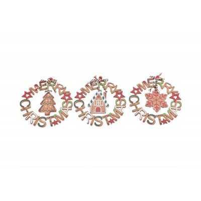 APPENDINO PER ALBERO DI NATALE ZENZERO MERRY ASSORTITI CM 15x15