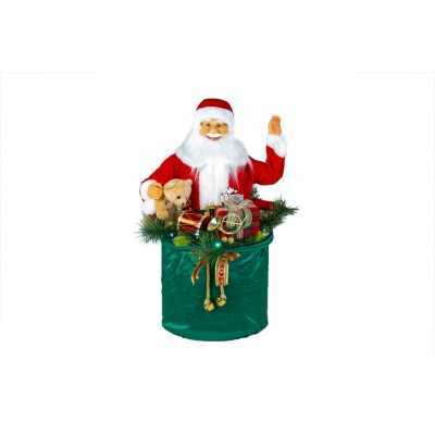BABBO NATALE IN SACCO CON MUSICA MOVIMENTO E LUCI A LED A