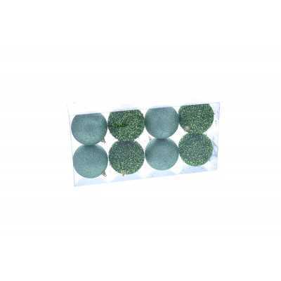 BOX 8 PALLINE SFERE PER ALBERO DI NATALE COLORE VERDE CM. 8