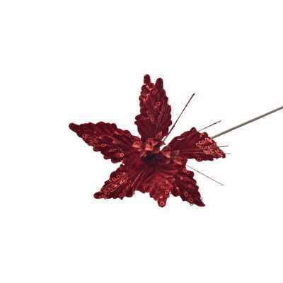 FIORE GAMBO LUNGO PER ADDOBO NATALIZIO DECORATO ROSSO
