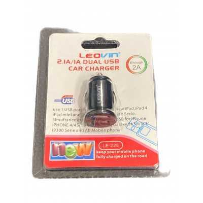 LEOVIN CARICABATTERIE DOPPIO USB PER AUTO 12 VOLT NERO