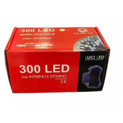 MINILUCCIOLE LED PER INTERNO ED ESTERNO 300 LUCI BIANCO GIALLO CON CONTROLLE MT. 23