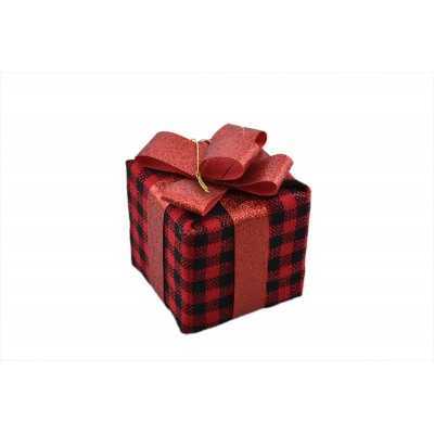 PACCO REGALO PER DECORO NATALIZIO COLORE ROSSE NERO CM. 10x10x10