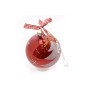 PALLINA SFERA DI VETRO COLORE ROSSO CON DECORO ALBERO CM. 8
