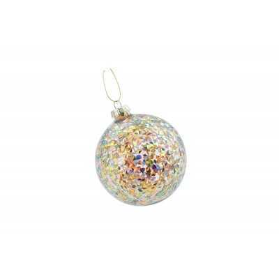 PALLINA SFERA DI VETRO PER ALBERO DI NATALE CON DECORAZIONE