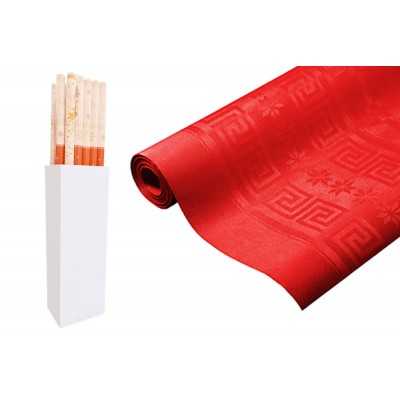 ROTOLO TOVAGLIA DI CARTA DAMASCATA COLORE ROSSO MT. 5x1,2