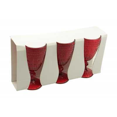 SET 3 CALICI DI VETRO COLORE ROSSO NATALE ML. 250