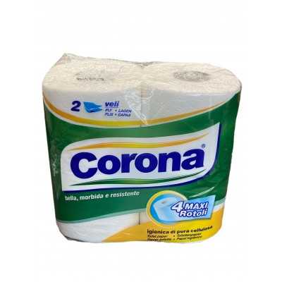 CORONA CARTA IGIENICA 4 ROTOLI 2 VELI PURA CELLULOSA