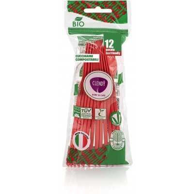 CLENDY BIO ROSSO CUCCHIAINI COMPOSTABILI PEZZI 12