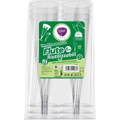 CLENDY NATALE FLUTE TRASPARENTI RIUTILIZZABILI PZ. 6