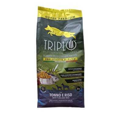 TRIPLO MANGIME PER CANE CROCCHETTE TONNO E RISO KG. 3