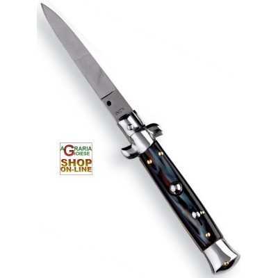 COLTELLO A SCATTO MANICO FINTO CORNO CM. 22 