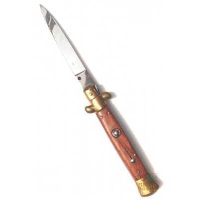 COLTELLO A SCATTO TASCA MANICO IN PALISSANDRO OTTONE CM. 27 