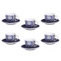CASA CON TE SET 6 TAZZE CAFFE CON PIATTINO SOLE BLU CC. 90CC.