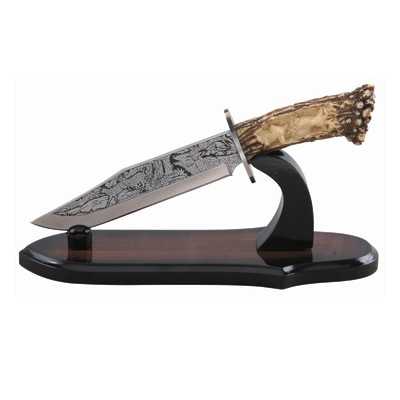 COLLECTOR'S KNIFE FIXED BLADE FAKE HORN HANDLE KBL 29695