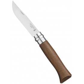 OPINEL KNIFE STAINLESS STEEL BLADE STAINLESS WALNUT HANDLE N. 8
