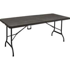 TAVOLO HDPE RICHIUDIBILE A VALIGIA MARRONE/ACCIAIO CM 180x75x74h.