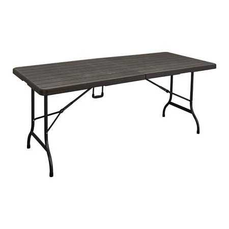 TAVOLO HDPE RICHIUDIBILE A VALIGIA MARRONE/ACCIAIO CM 180x75x74h.