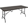TAVOLO HDPE RICHIUDIBILE A VALIGIA MARRONE/ACCIAIO CM 180x75x74h.