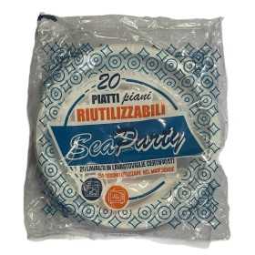 PIATTI PIANI IN PLASTICA RIUTILIZZABILI PZ. 20