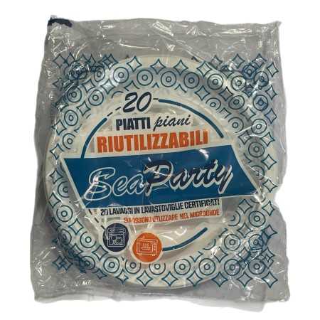 PIATTI PIANI IN PLASTICA RIUTILIZZABILI PZ. 20