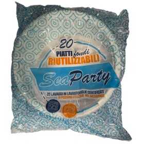 PIATTI FONDI IN PLASTICA RIUTILIZZABILI PZ. 20