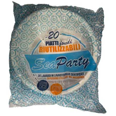 PIATTI FONDI IN PLASTICA RIUTILIZZABILI PZ. 20